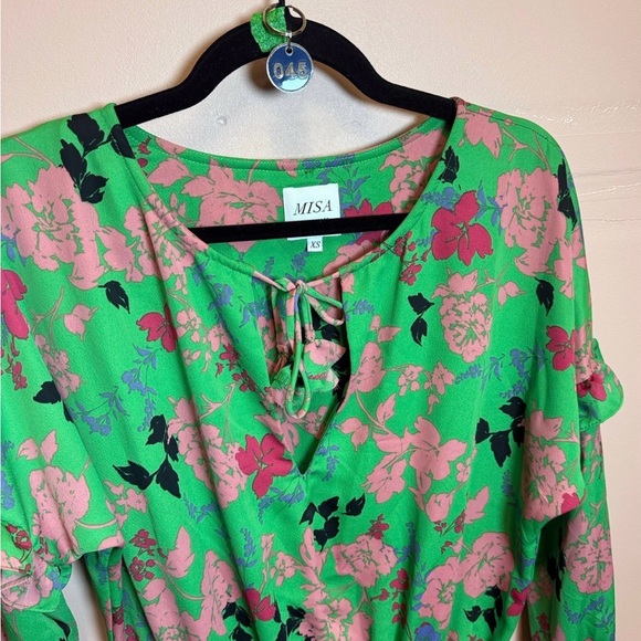 $320 Misa Los Angeles Green Floral Dress - Picture 9 of 11